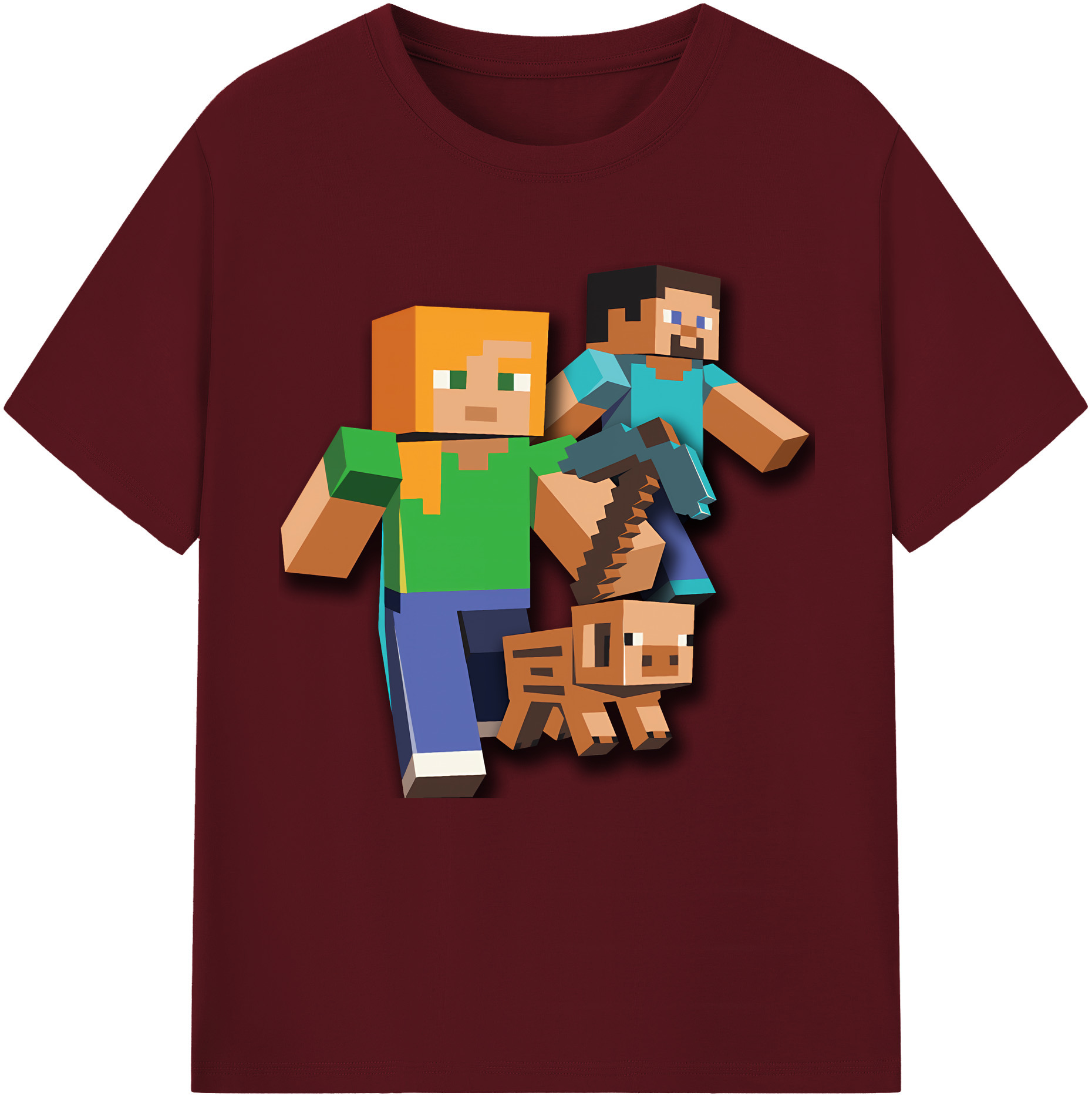 （画像用） マインクラフト ブロックの世界 Minecraft MC Block world 綿100％半袖Tシャツ（フロントプリント）